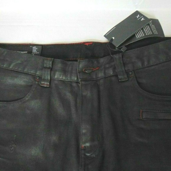 A / X ARMANI EXCHANGE Biker Slim Fit Jeans Black Size 33x32